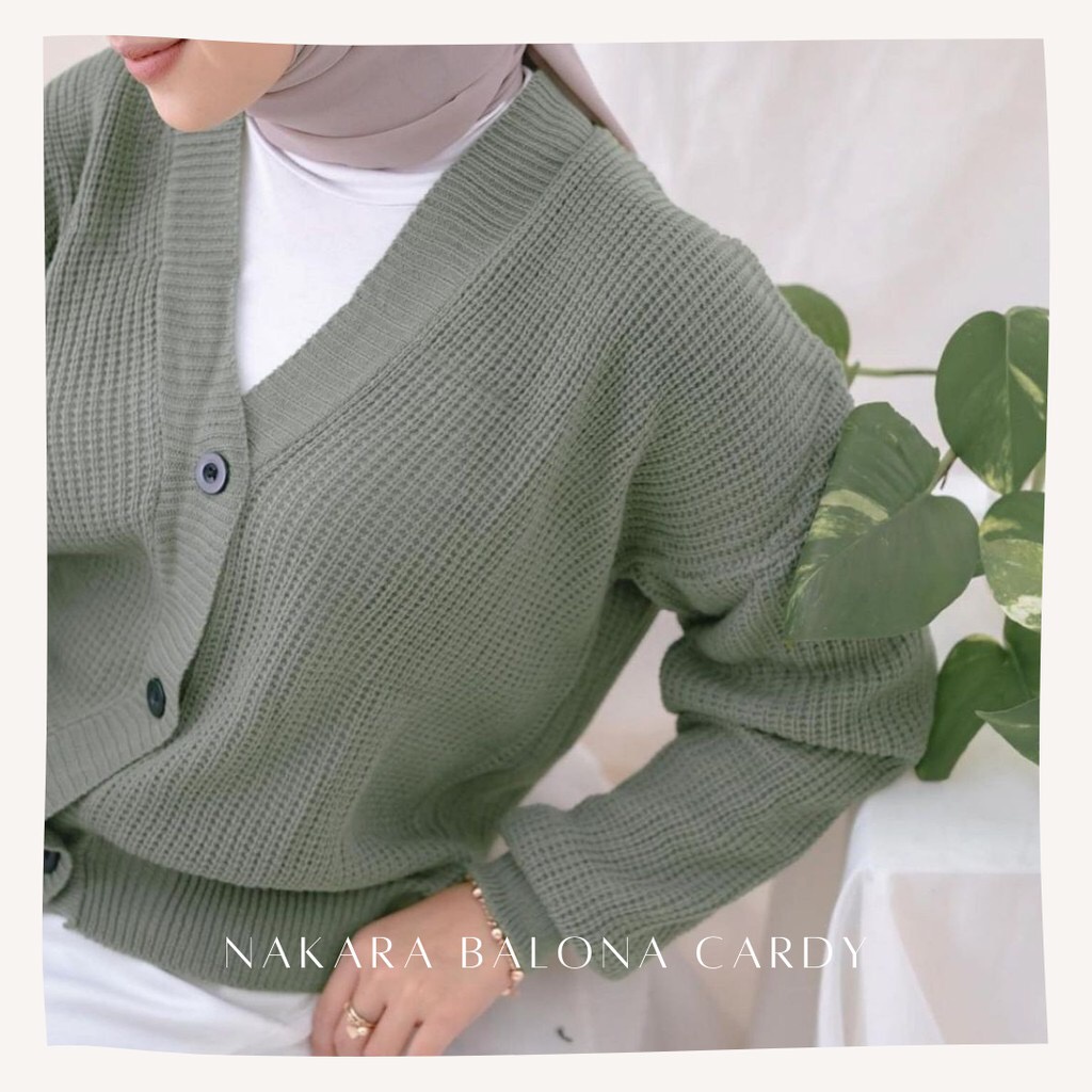 Nakara Cardigan Rajut Premium / Kardigan Rajut Wanita Premium / Cardy Oversize Lengan Balon