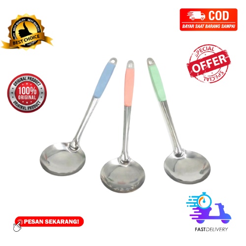 [BISA COD] PROMO Irus Gagang Warna Bahan Stainless Centong Kuah Centong Sendok Sup Masak Tebal Murah Terjangkau