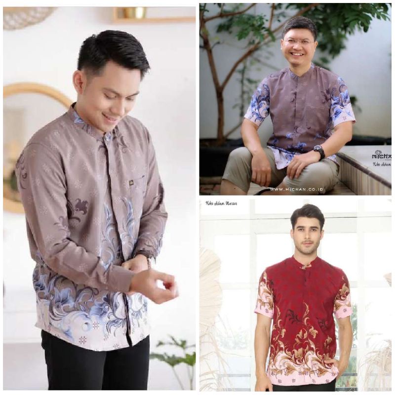 Kemko Adam Michan Baju batik dewasa lengan panjang baju batik dewasa lengan pendek Baju Koko lengan 