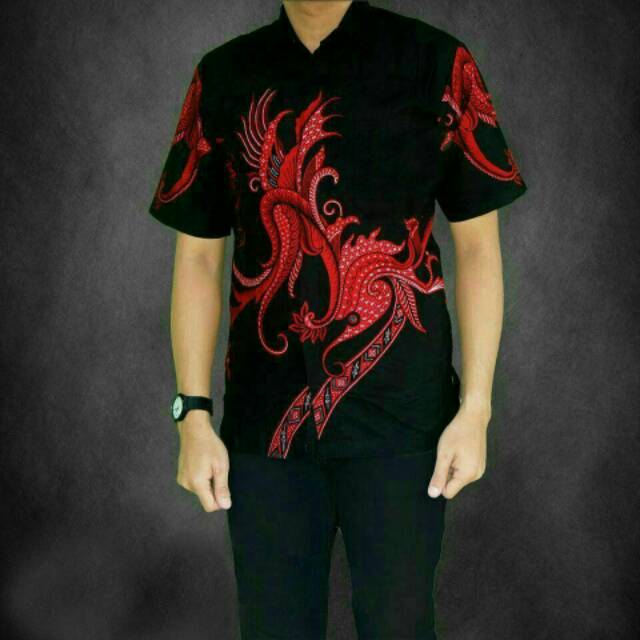 BSWART Batik HRB026 Kenongo Hem Pendek Padi Pekalongan M L XL Batik Pria MURAH Modern Grosir