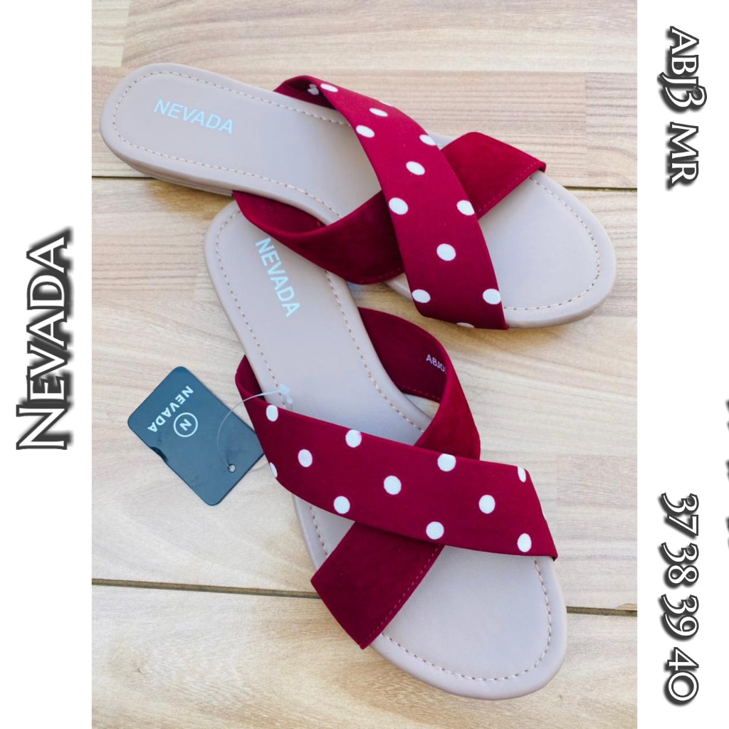 sandal polkadot slop silang maroon