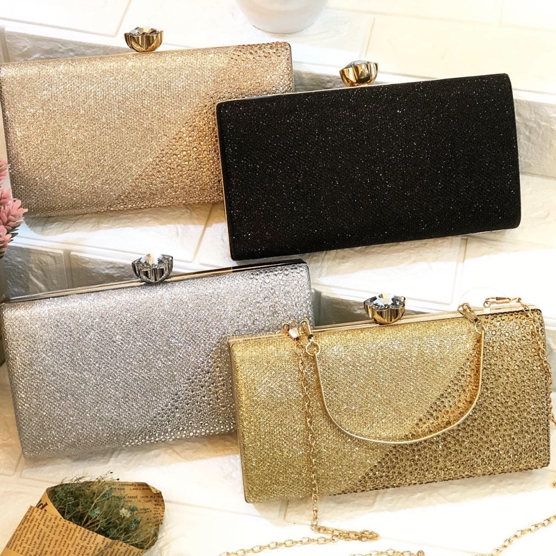 Tas Pesta ALEXIS Embellished Crystal Box Clutch