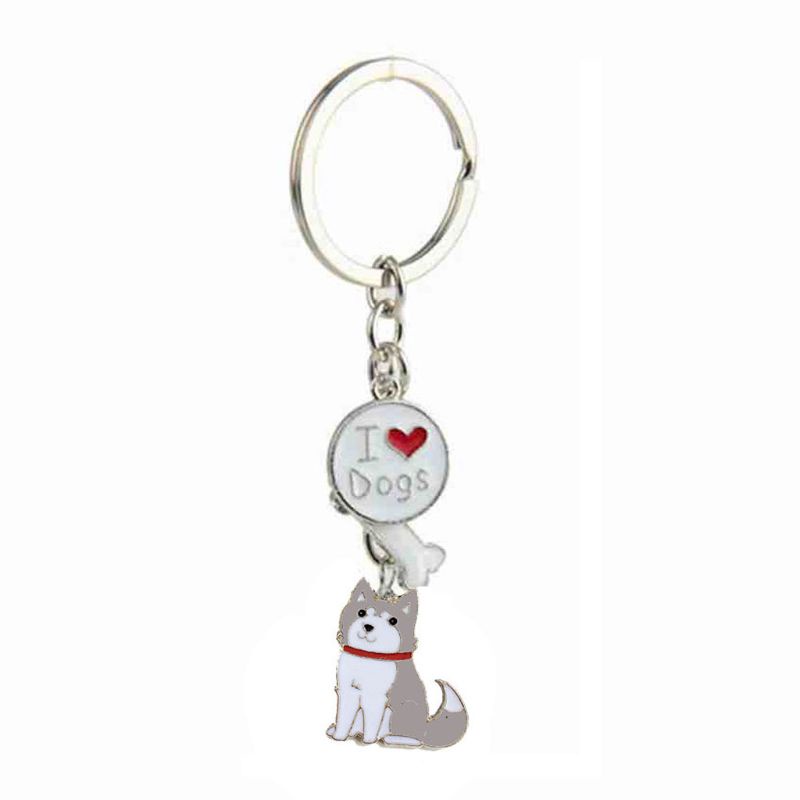 SIY  I Love My Dog Lovers Corgi Husky Bulldog Pet Puppy Pendant Key Chain Jewelry