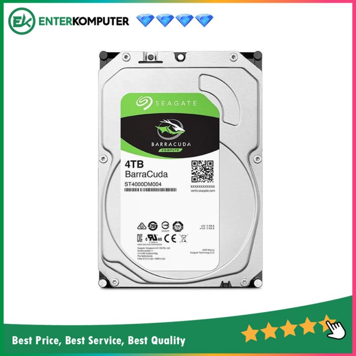 Harddisk Seagate 4TB SATA3 - 5400 RPM - BarraCuda Series