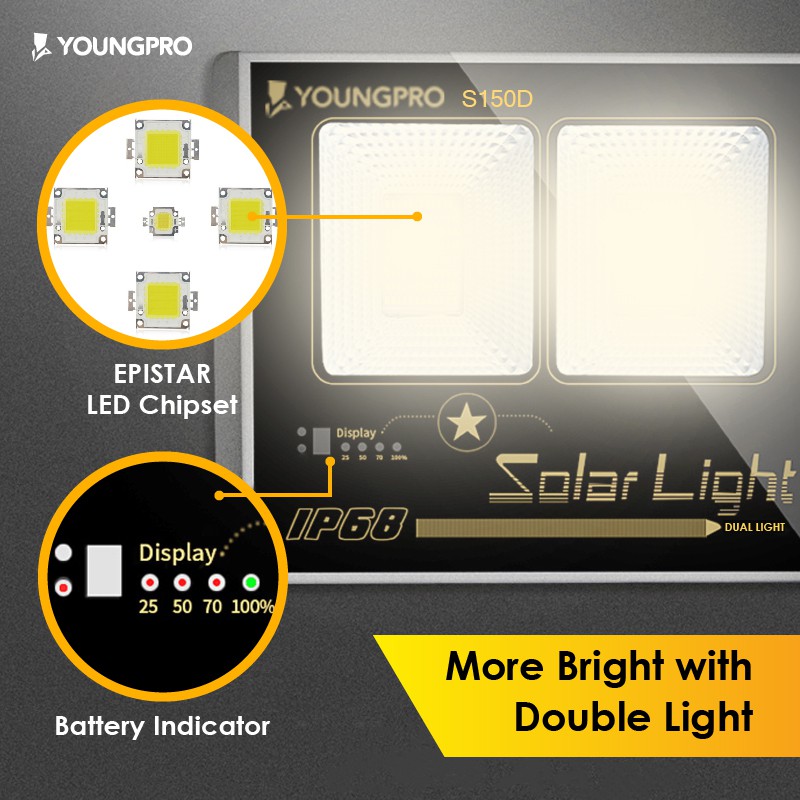 LAMPU SOLAR+ PANEL S150D BERGARANSI 3TAHUN!!!!! YOUNGPRO Lampu Tenaga surya