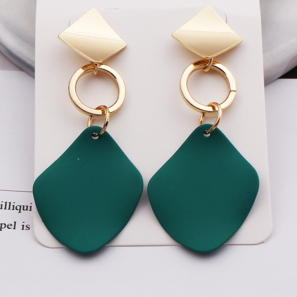 Hu Hu Hu Hu Hu Alat Bantu Pasang Kacamata♡ 1 Pasang Anting Bentuk Belah Ketupat Warna Kontras Bahan Alloy Tahan Lama Untuk Wanita