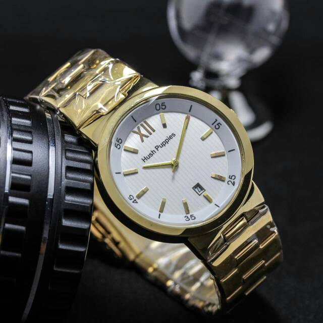 Jam Tangan Hush Puppies Pria / Wanita Gold