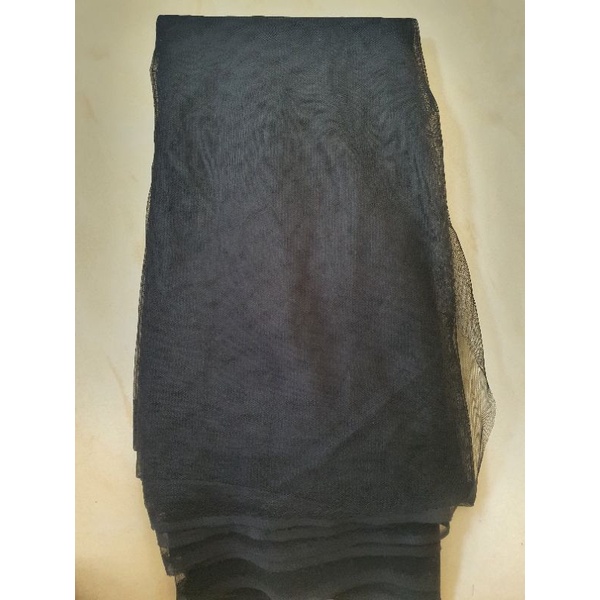 Kain Tile Tule Lembut Lemes Polos Stretch Hitam Putih