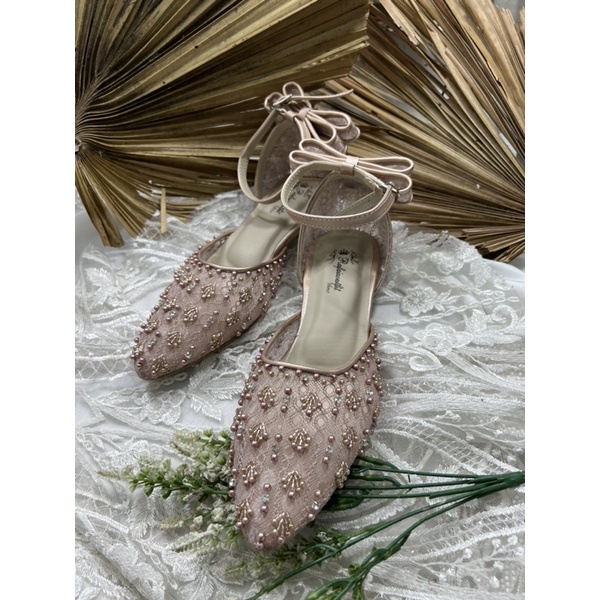 flatshoes wedding wanita pita marisa rosegold