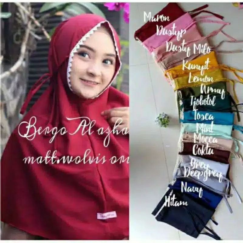 Jilbab Bergo Renda non-pet/ Bergo Maryam Renda Atas