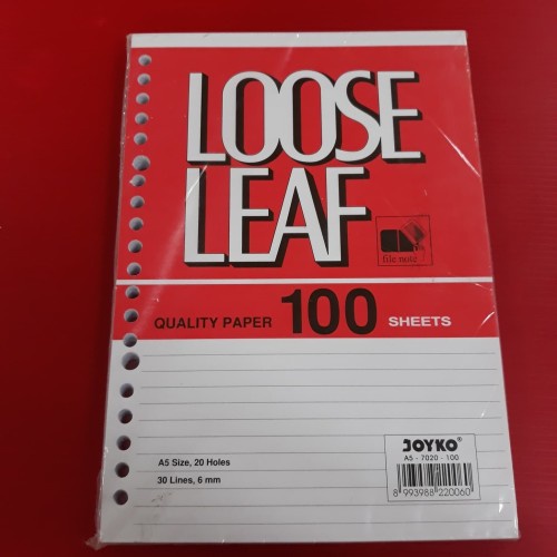 

Loose Leaf / Isi Kertas File / Binder Joyko A5-7020 / 100 Lembar