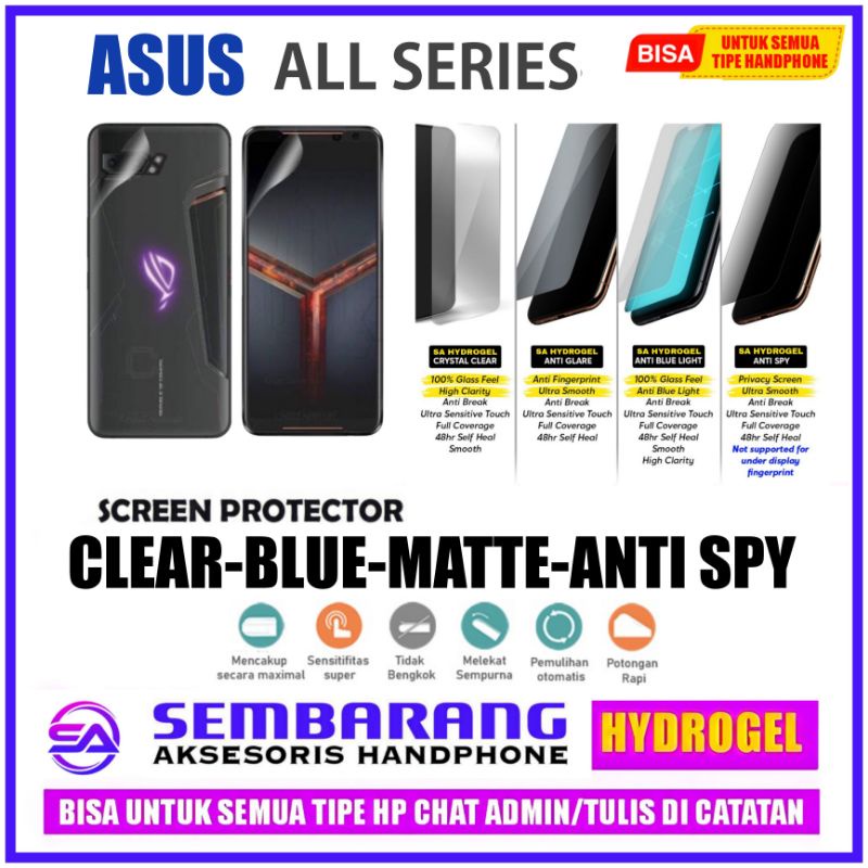 Anti Gores Hydrogel ASUS ROG PHONE All Rog Phone 2/Rog Phone 3 /Rog Phone 4/Rog Phone 5/Rog Phone 5s