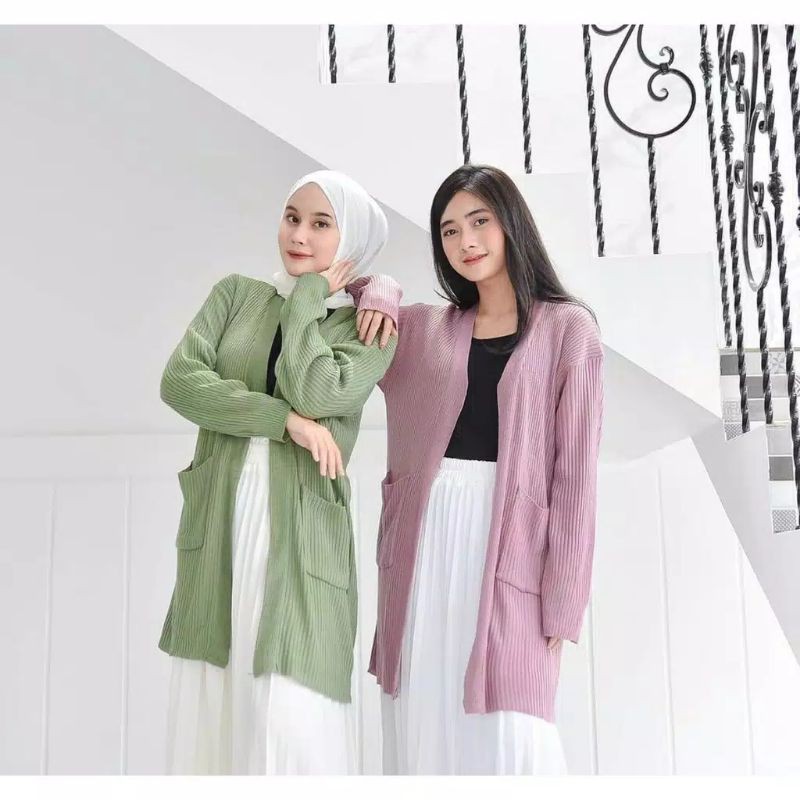 Long BELLE Cardigan oversize Line Premium  |  Kardigan RAJUT Wanita OUTER CARDY TEBAL