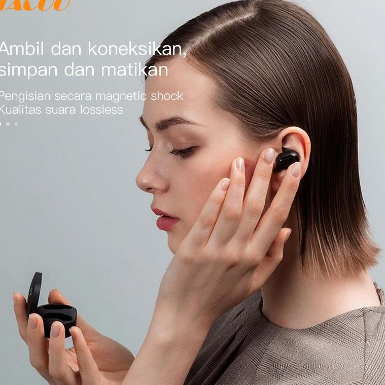 (New) TACOO TWS Bluetooth Earphone/Earbuds TEH0437 Hi-Fi Sound Noise Reduction Black 7Y3