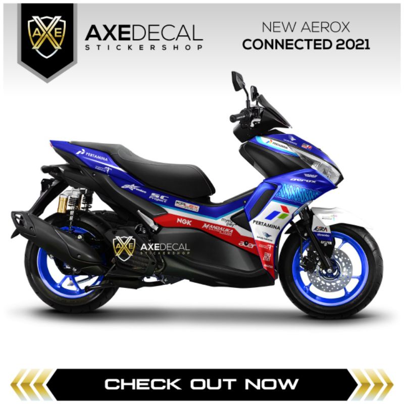 Decal Striping Yamaha Aerox Connected 2021 Mandalika / Stiker list variasi aerox new pertamina