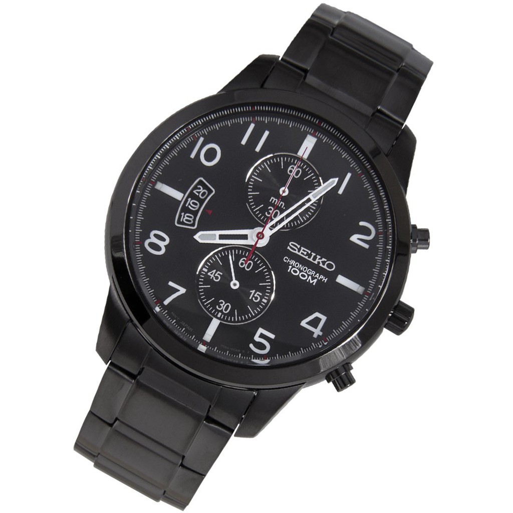 Seiko Mens SNN279P1 Chronograph Full Black | Jam Pria SNN279