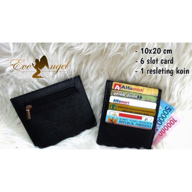 CARD HOLDER 6 SLOT + MONEY SLOT + ZIPPER BELAKANG (cocok untuk tas kecil / tas pesta / clutch )