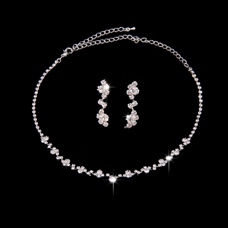 Set Perhiasan Kalung Anting Stud Cubic Zircon Untuk Aksesoris Pesta Pernikahan Wanita