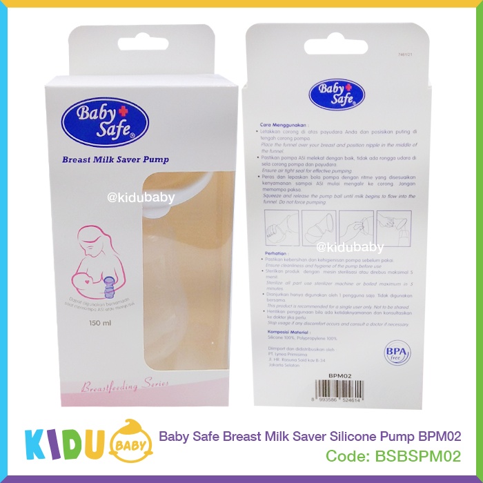 Baby Safe Breast Milk Saver Silicone Pump BPM02 Pompa ASI Manual Kidu Baby