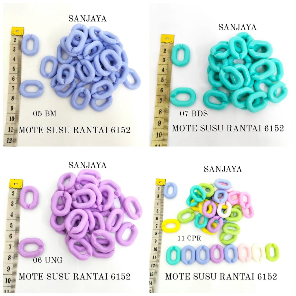 RANTAI SUSU / RANTAI SUSUN / RANTAI PLASTIK WARNA WARNI / STRAP MASKER / CONNECTOR MASKER / MOTE SUSU RANTAI 6152