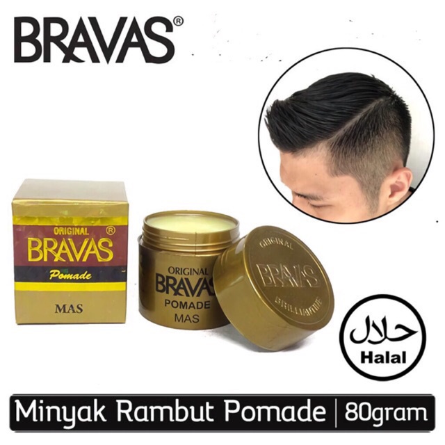 BRAVAS Pomade Brilliantine Minyak Rambut Line Blue Executive / Mas / Black 80g Brasov (VC)