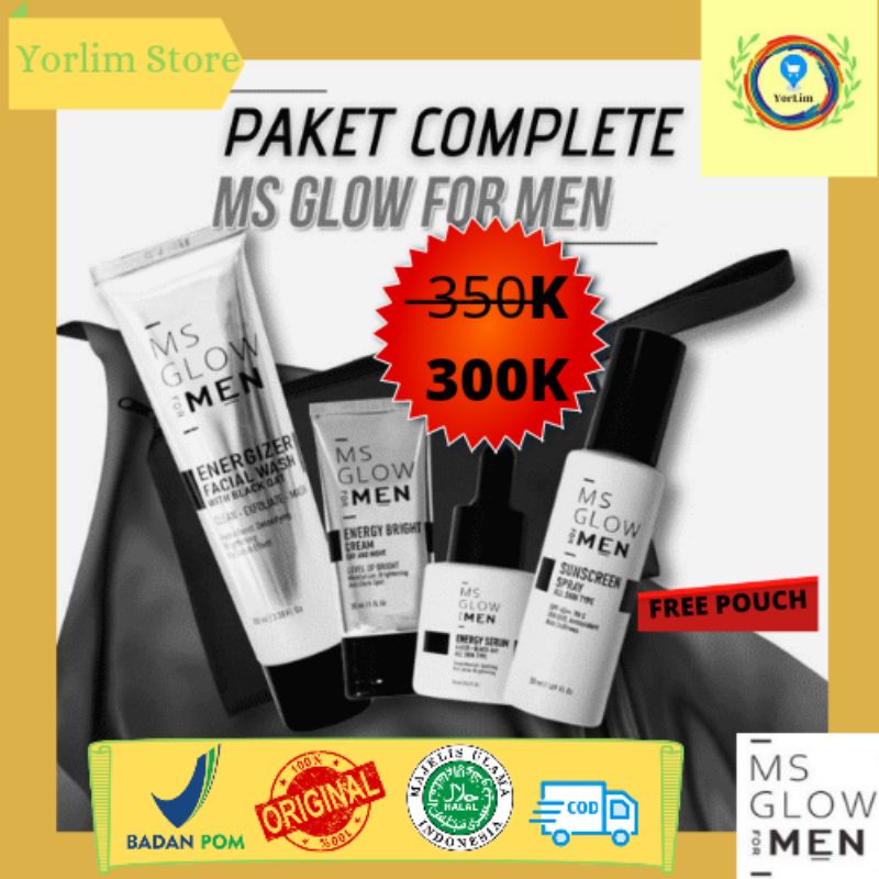 MS GLOW FOR MEN Skincare Pria Paket Perawatan Wajah Original