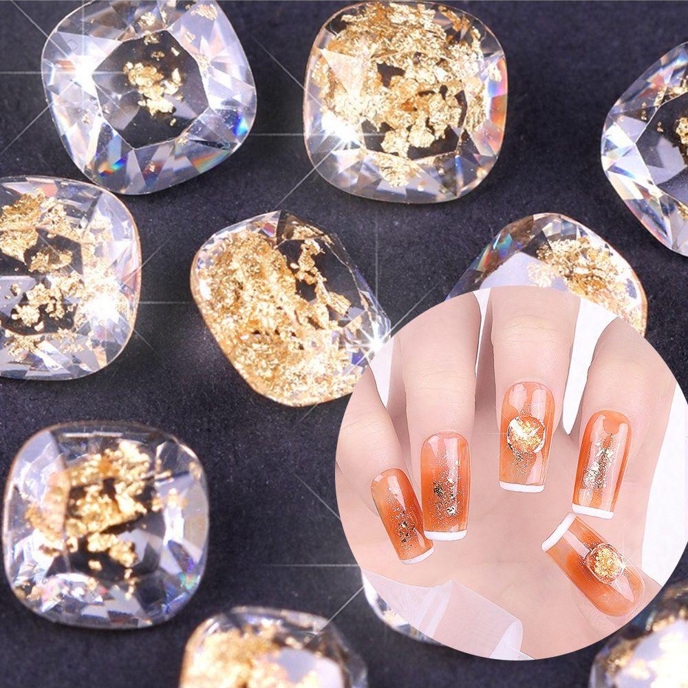 Mxbeauty Dekorasi Nail Art Transparan Titik Bawah DIY Bahan Nail Beauty Stereo Foil Emas Nail Salon Hiasan Kuku