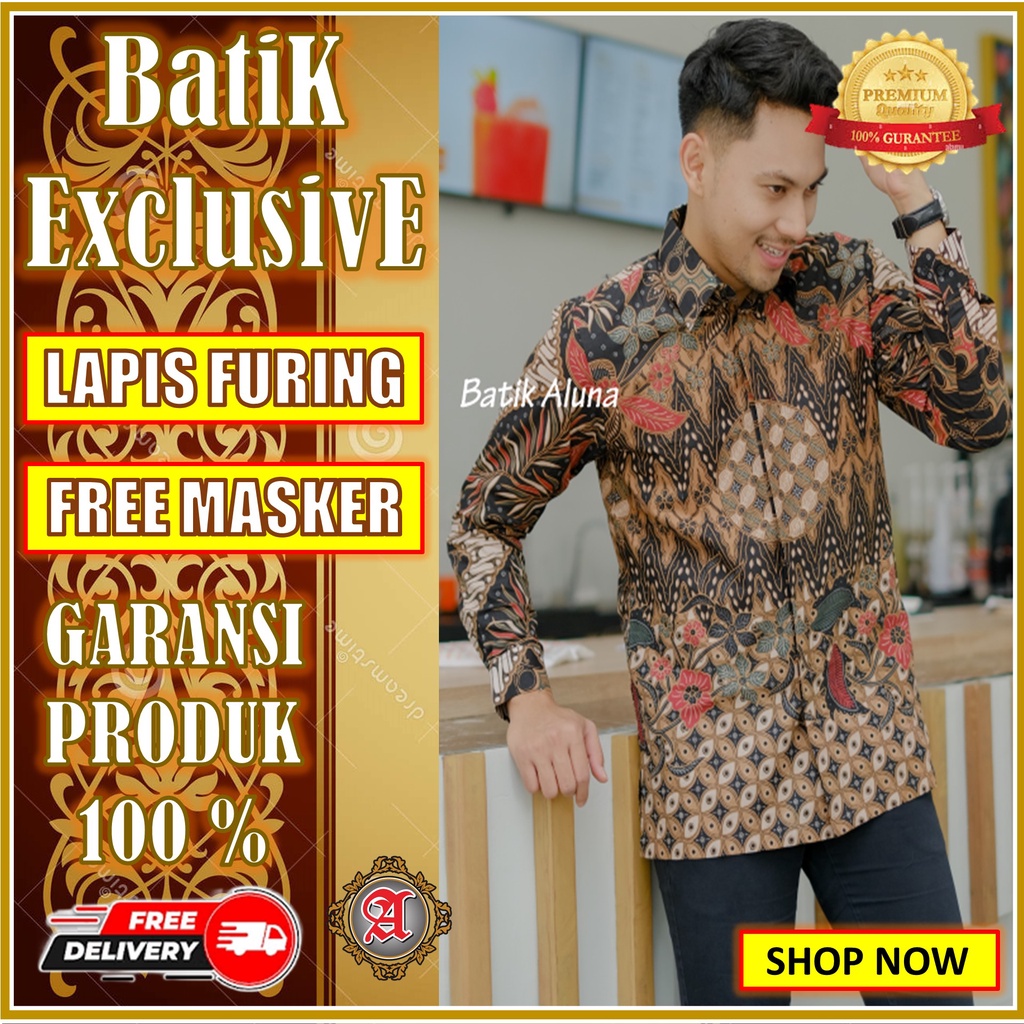 Batik Pria Lengan Panjang Slimfit Modern Anak Muda Baju Pesta Cowok Kondangan Kekinian BAC 001