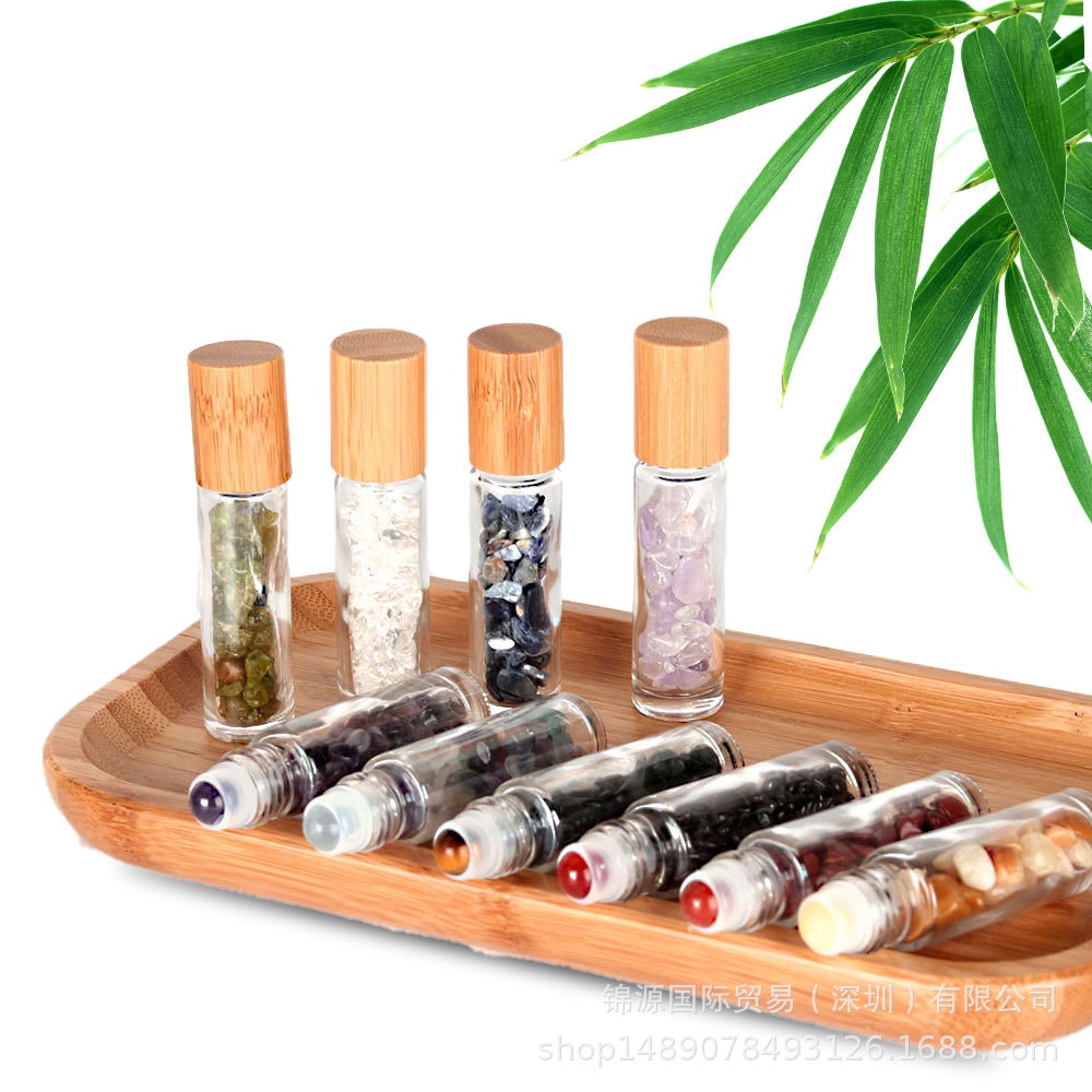 botol Gemstone roll on batu giok /  botol kaca roll on gemstone / Botol roller batu kristal tutup ba