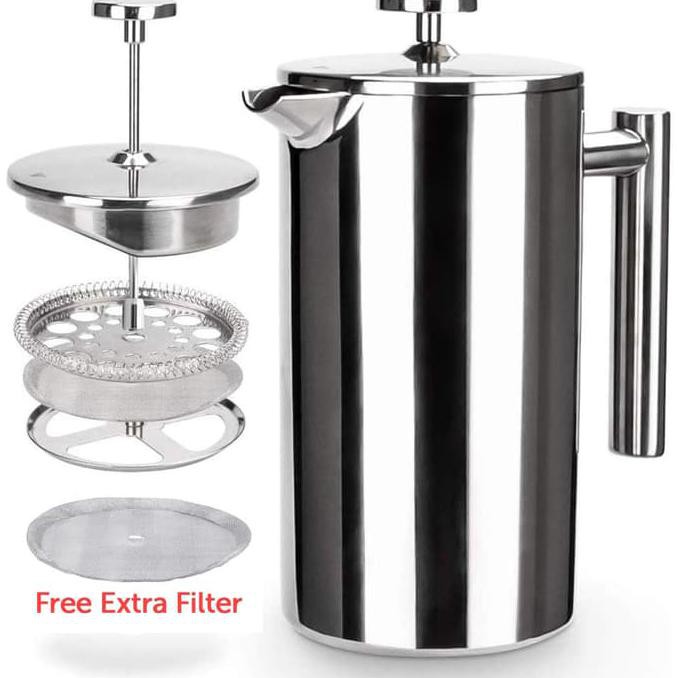 

French Press Kopi Teh Full Stainless Steel 500 ML Anti Pecah - Pressa TERBATAS