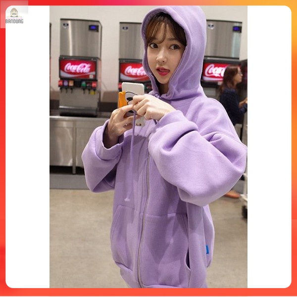 Jaket hoodie zipper polos ungu muda / lavender / Jaket Zipper Hoodie Polos Lilac