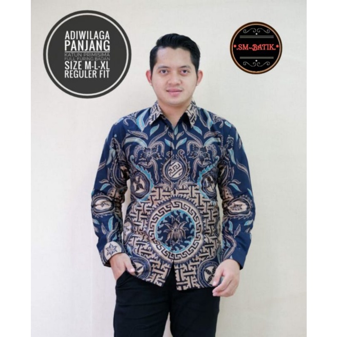 Adiwilaga Kemeja Batik Pria Modern Asli Solo Atasan Batik by SM