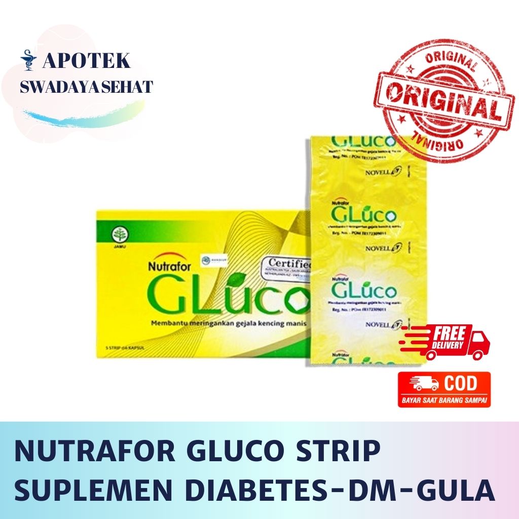 NUTRAFOR GLUCO Strip 10 Kapsul - Suplemen Mengurangi Dan Menstabilkan Gula Darah Diabetes