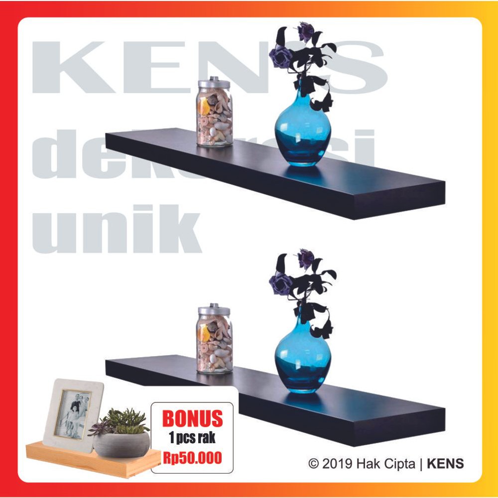 Rak Dinding Buku Kayu Tempel Minimalis Gantung