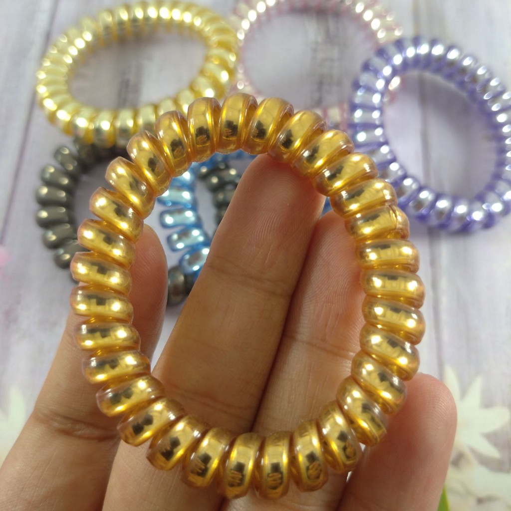 Karet Ikat Rambut Kabel Spiral KUNCIR RAMBUT WARNA RANDOM