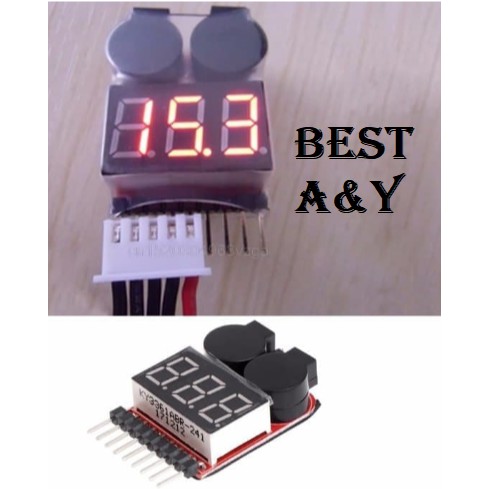 Lipo Battery 1-8s Tester Low Voltage Buzzer Alarm Baterai Li-Po