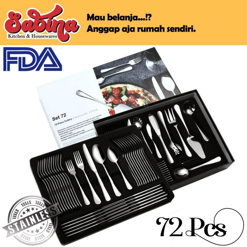 Perlengkapan Alat Makan Set Elegan Cutlery Sendok Garpu Pisau 72PCS