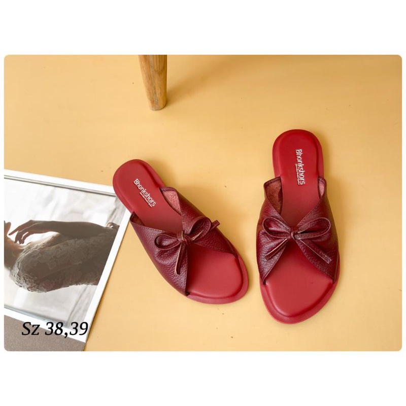 Sandal papirut garut merk bhonkshors/natha anjani sandal kulit garut sandal kulit wanita sole aquila