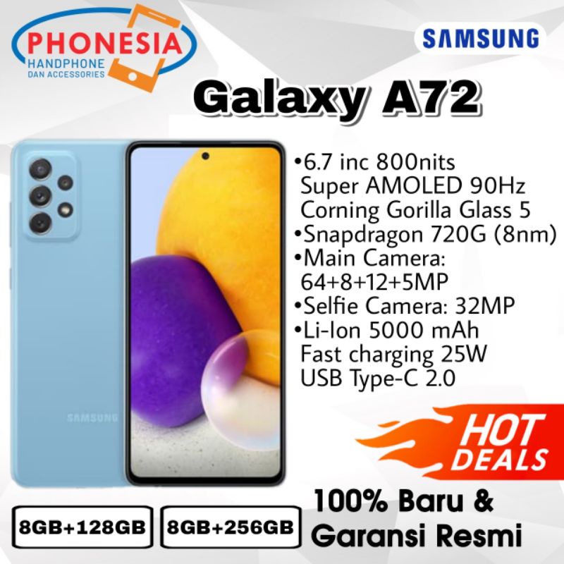 hp samsung a72 ram 8/128gb dan 8/256gb garansi resmi sein 1tahun