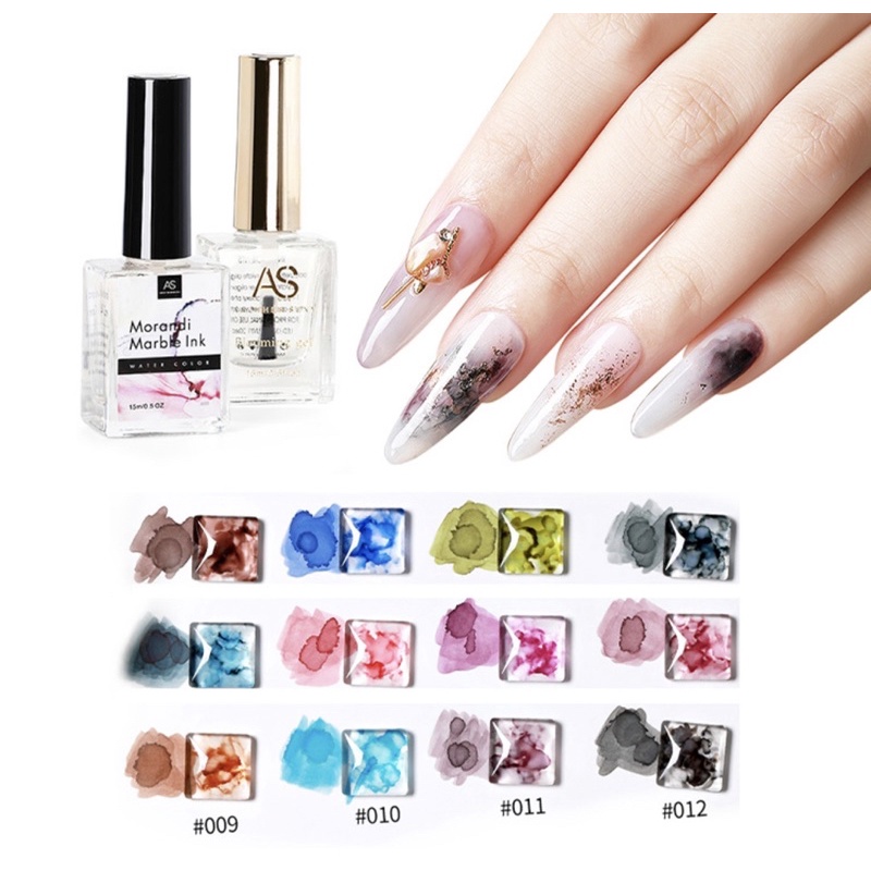 AS Morandi Blooming Gel Nail Polish Magic Water Color Blossom Marble ink Soak Off UV Gel Varnish