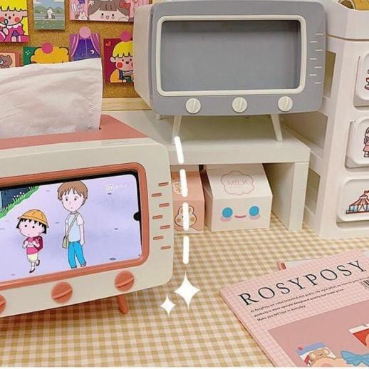 ❄ Kotak Tisu 2 in 1 / Box Tissue Tempat Tisu Tv Phone Holder - Hijau ←