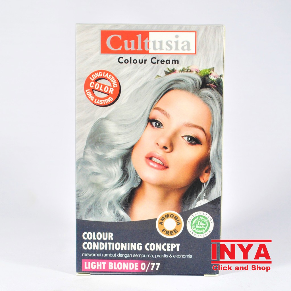 CULTUSIA COLOUR CREAM LIGHT BLONDE 077 20grx30ml+20ml Conditioner - Semir Rambut