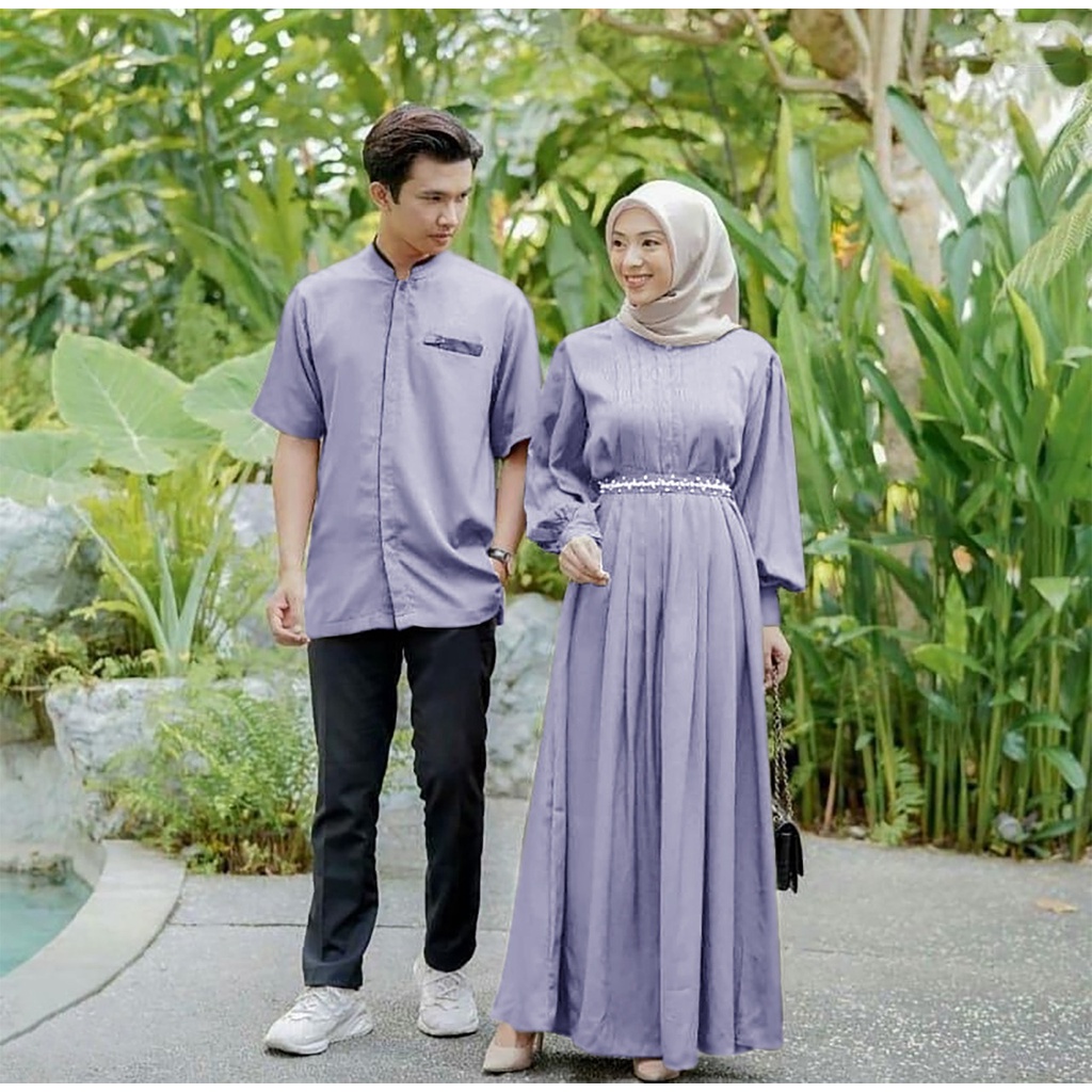 QUINNYSHOP-COD-BAJU COUPLE WANITA MUSLIM-BAJU PASANGAN LEBARAN MUSLIM-PAKAIAN MUSLIM-Lavender