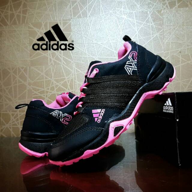 SEPATU GYM WANITA ADIDAS AX2 GRADE ORI HITAM PINK / SNEAKER JOGGING CEWEK / SEPATU ADIDAS WANITA