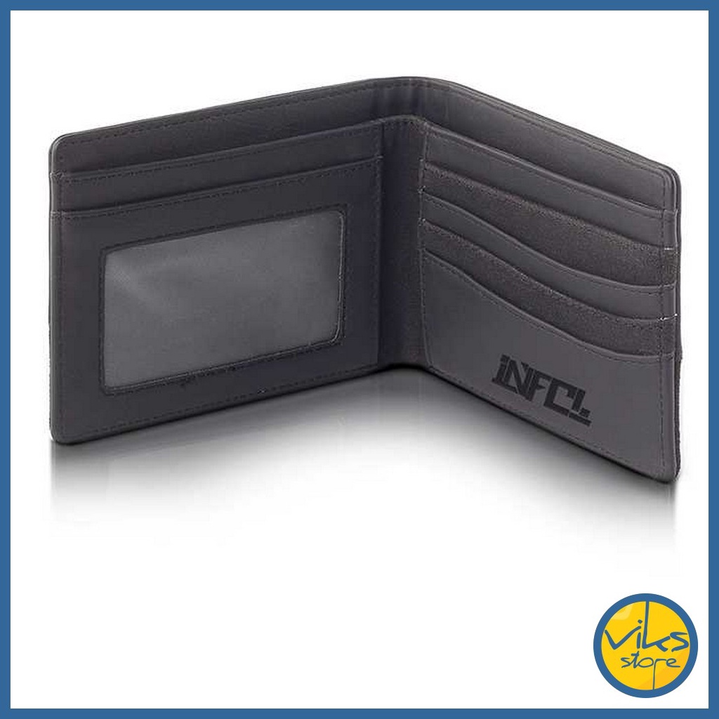 Dompet Cowok Pria Inficlo Bahan Kulit Sally Wallet Polos Hitam Abu-abu