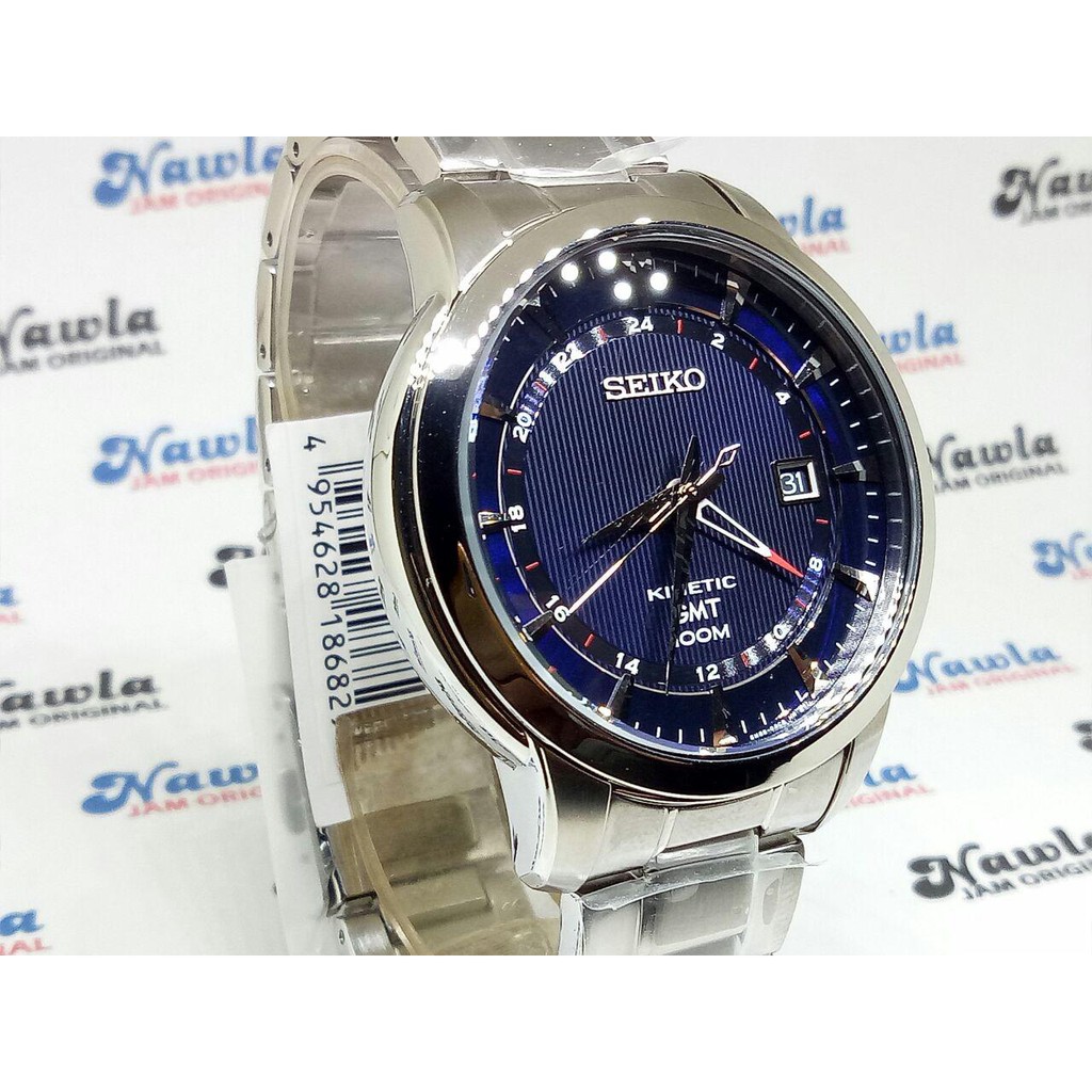 Seiko SUN031P1 Kinetic GMT Blue Dial - Jam Tangan Pria SUN031