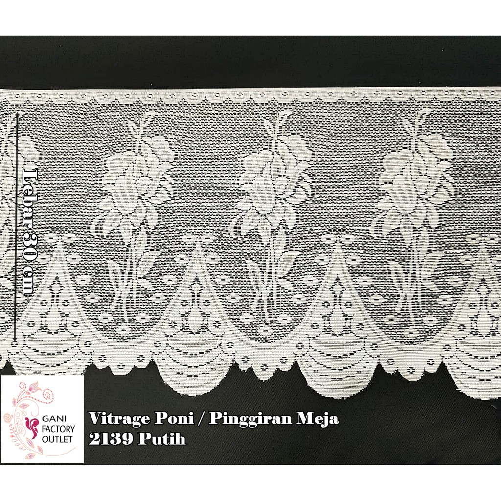 Vitrage Poni Renda Meteran Pinggiran Meja Hias Ukuran 30 cm Bahan Kain Polyester