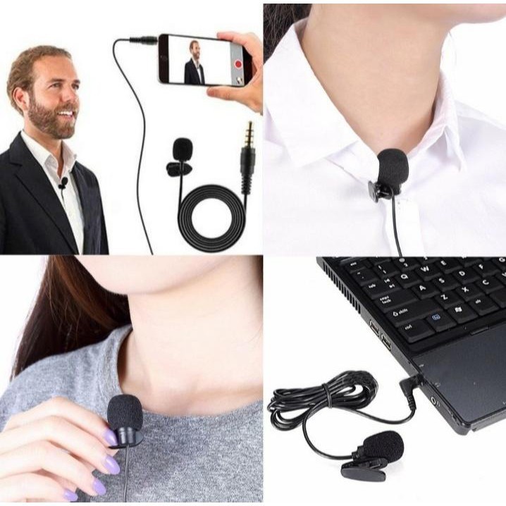 Mic Clip On NOISE Mini Youtuber Smule Microphone mini 3.5mm for Smartphone Tablet Laptop PC | Microphone Clip On Kabel NOISE Panjang Kabel 8 Meter | FMS