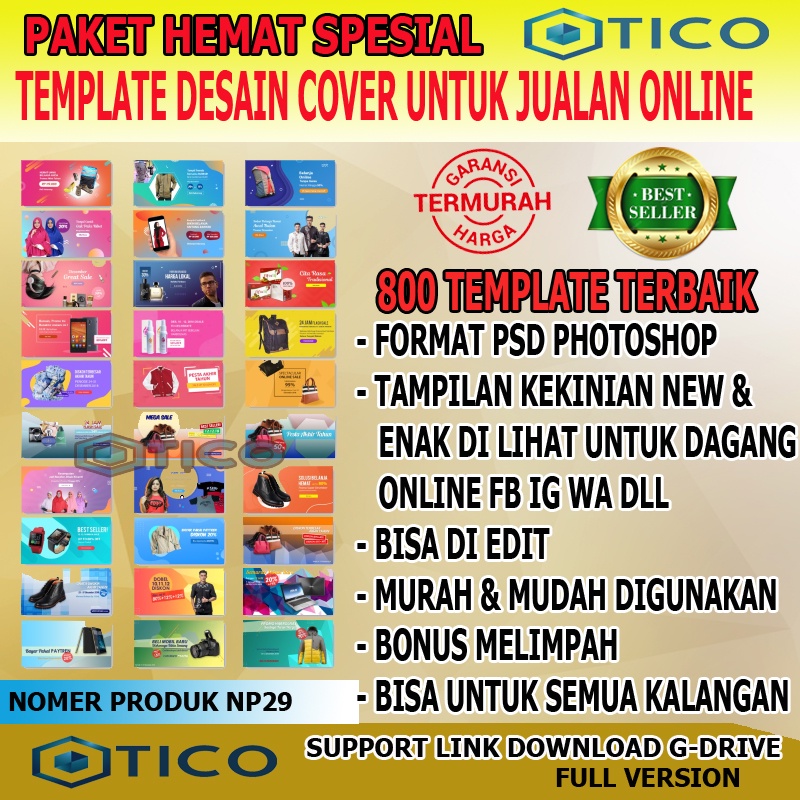 Paket Template Desain Cover FB IG Dan Toko Online Untuk Semua Keperluan PSD Usaha Percetakan Multimedia Termurah Terlaris NP29