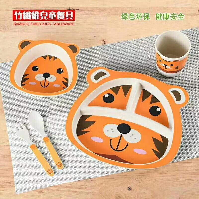 Eco Bamboo Fiber Feeding kids Set baby / Peralatan makan bayi / Piring set anak /piring bamboo bambu